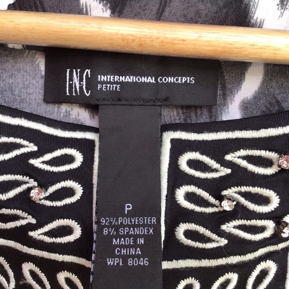 INC International Concepts Petite Embroidered Black White Tunic Size P NEW - Picture 7 of 7